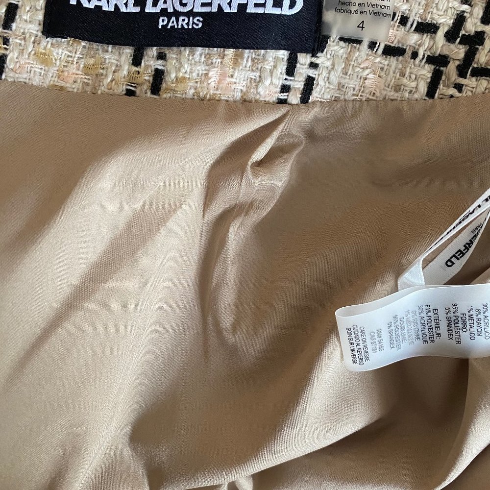 NWOT Karl Lagerfeld Paris Skirt Suit Tweed Chanel Black Blazer Sz 6 Skirt Size 4 - Picture 9 of 16